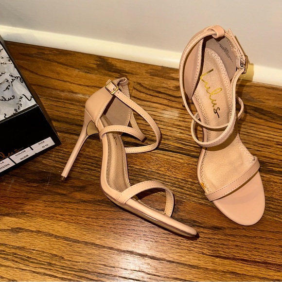 Lulus Shoes - Lulus Nude Beige Strappy Sandal Heels 5 1/2 ( 5.5 ) NEW w/ Box